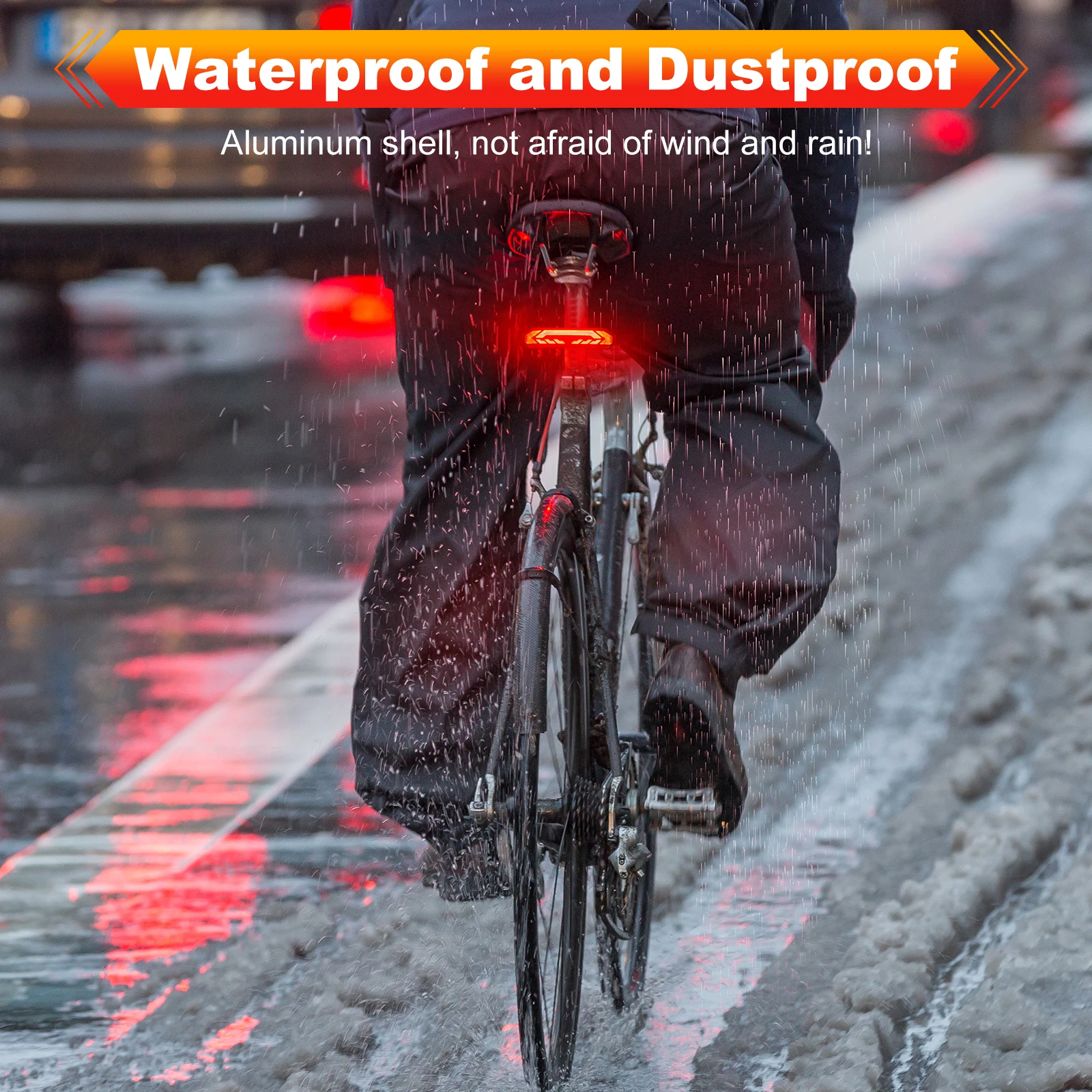 Rockbye Bicycle Tail Light with Alarm,  Wireless Remote Control Turning Lamp Type-C Rechargeable IP54 Waterproof Anti-Theft Lamp