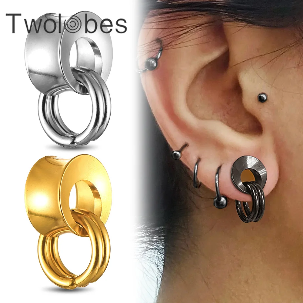 Twolobes 2 sztuk 316 okrągłe tunele do uszu ze stali nierdzewnej z pętlami Expander Piercing kobiety biżuteria do ciała korki nosze New Arrival
