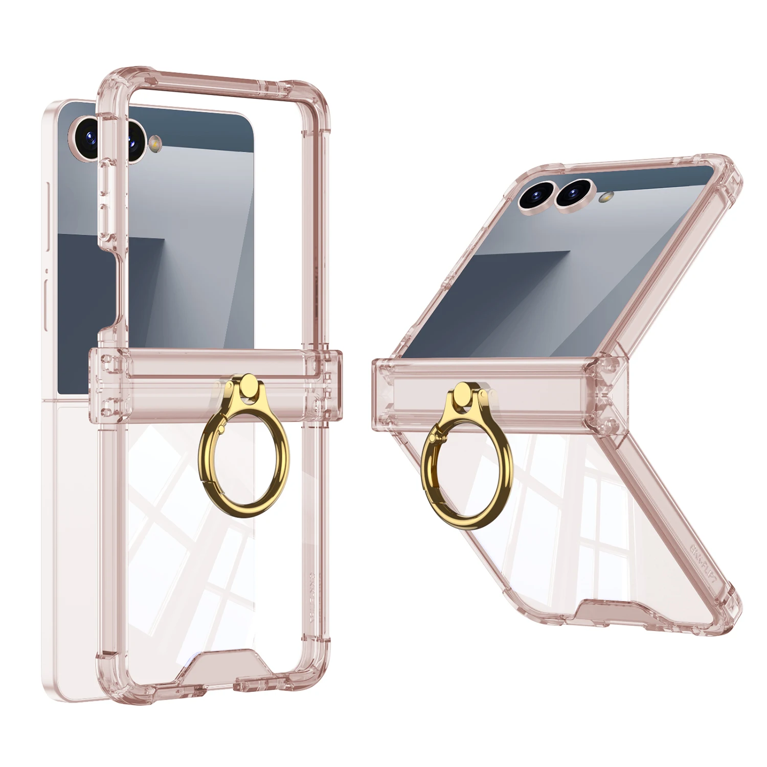Luxe Ring Houder Scharnier Transparante Bescherming Telefoon Case voor Samsung Z Flip 7 6 5 Z Flip 7FE Clear Armpr Schokbestendige Achterkant - afbeelding 2