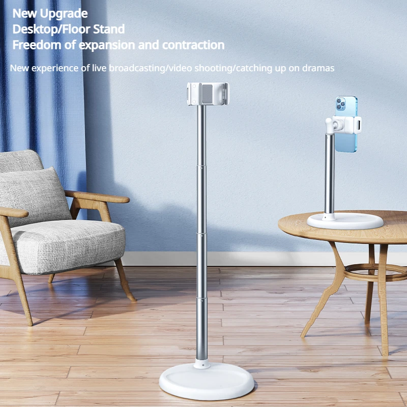 

Oatsbasf Desktop Floor Phone Stand Height Angle Adjustment Alloy Light Stable Phone Stand Lazy Clip Holder Phone Accessories
