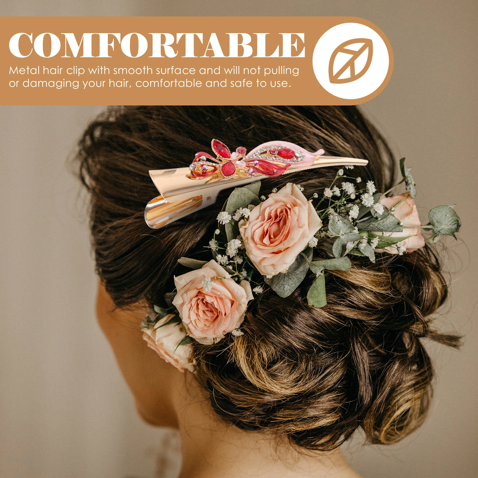 

Rhinestone Crystal Clips Hairpin Clear Bobby Pins for Women Girl Duckbilled Red Vintage Metal Hair Accessories Decorative