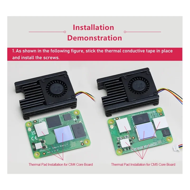ABJF-Raspberry Pi CM5용 통합 냉각 팬, PWM 속도 조절 팬이 있는 방열판, Raspberry PI CM5용