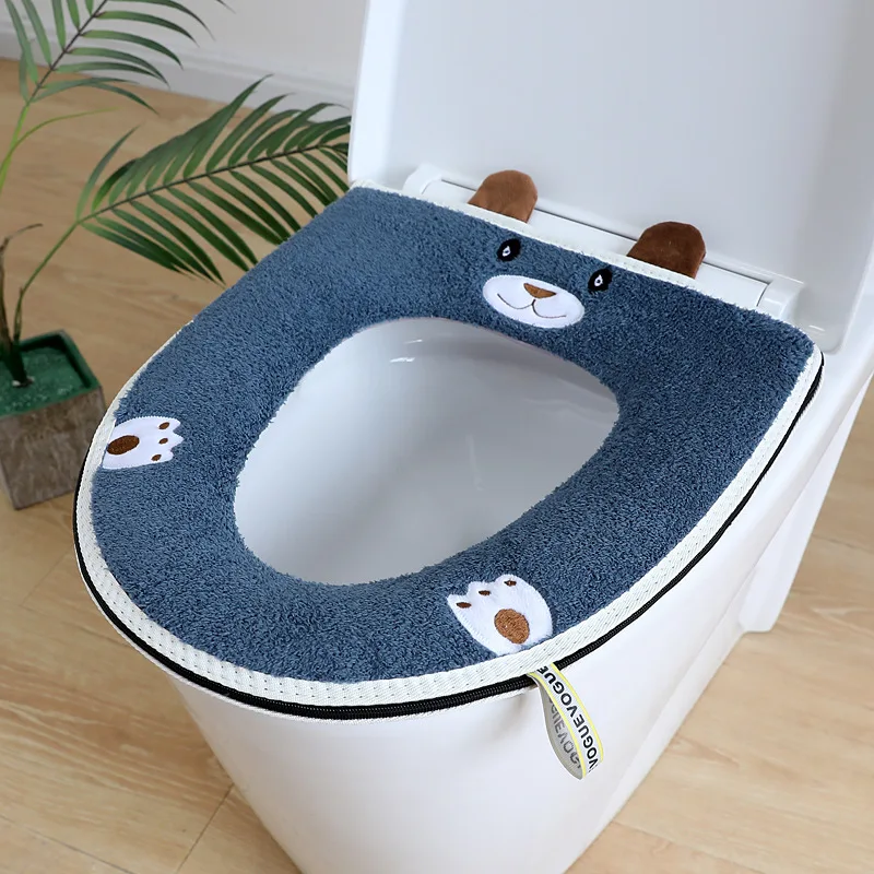 Cartoon Toilet Seat Cover Mat Toilet Seat Warmer Bathroom Toilet Pad Closestool Thicker Washable Toilet Handle With Warmer Cushi