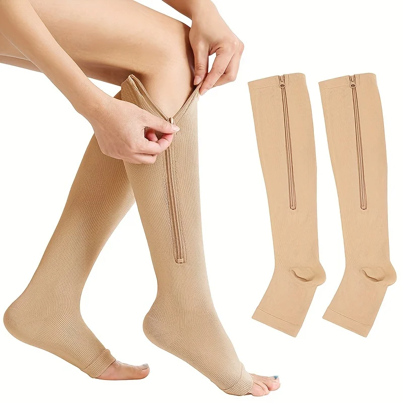 

Men's and Women's Sports Compression Socks Breathable Shaping Socks Zipper Socks Compression Socks Toe-to-Toe Breathable Long