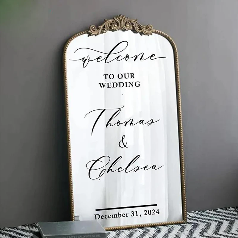 Welcome to Our Wedding Vinyl Decals Personalized Wedding Party Sign Sticker for Board Mirror Removable Mural