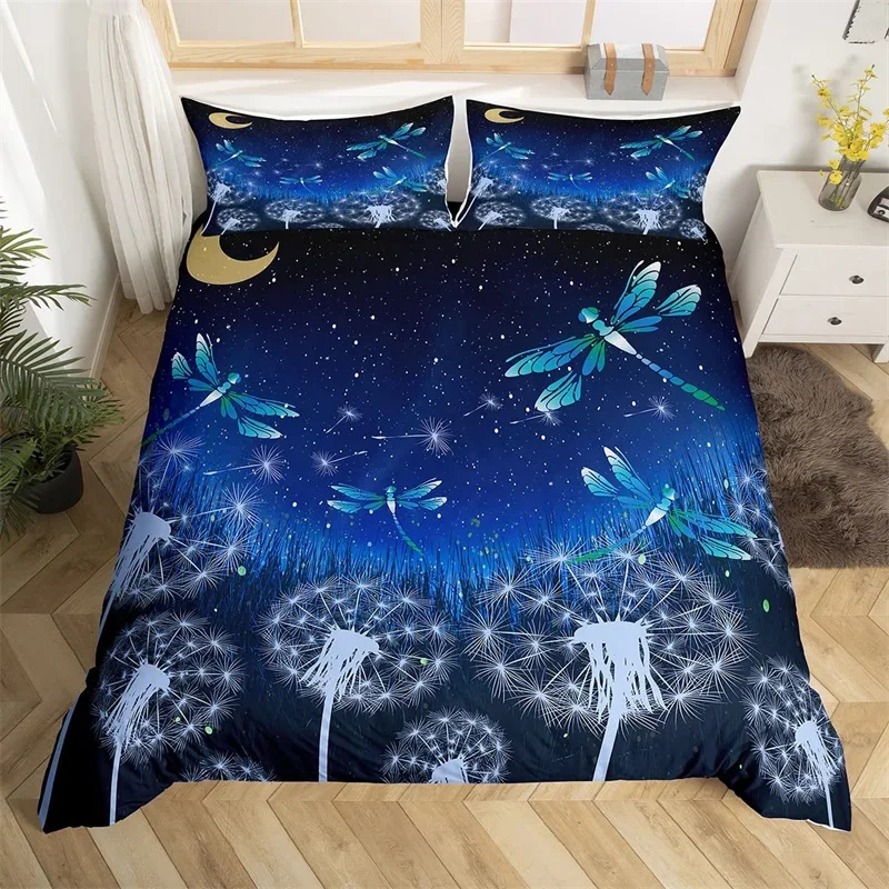 Dragonfly Duvet Cover Single Twin King For Girl Boys Gift Botanical Floral Bedding Set Microfiber Wild Animals Quilt Cover Set