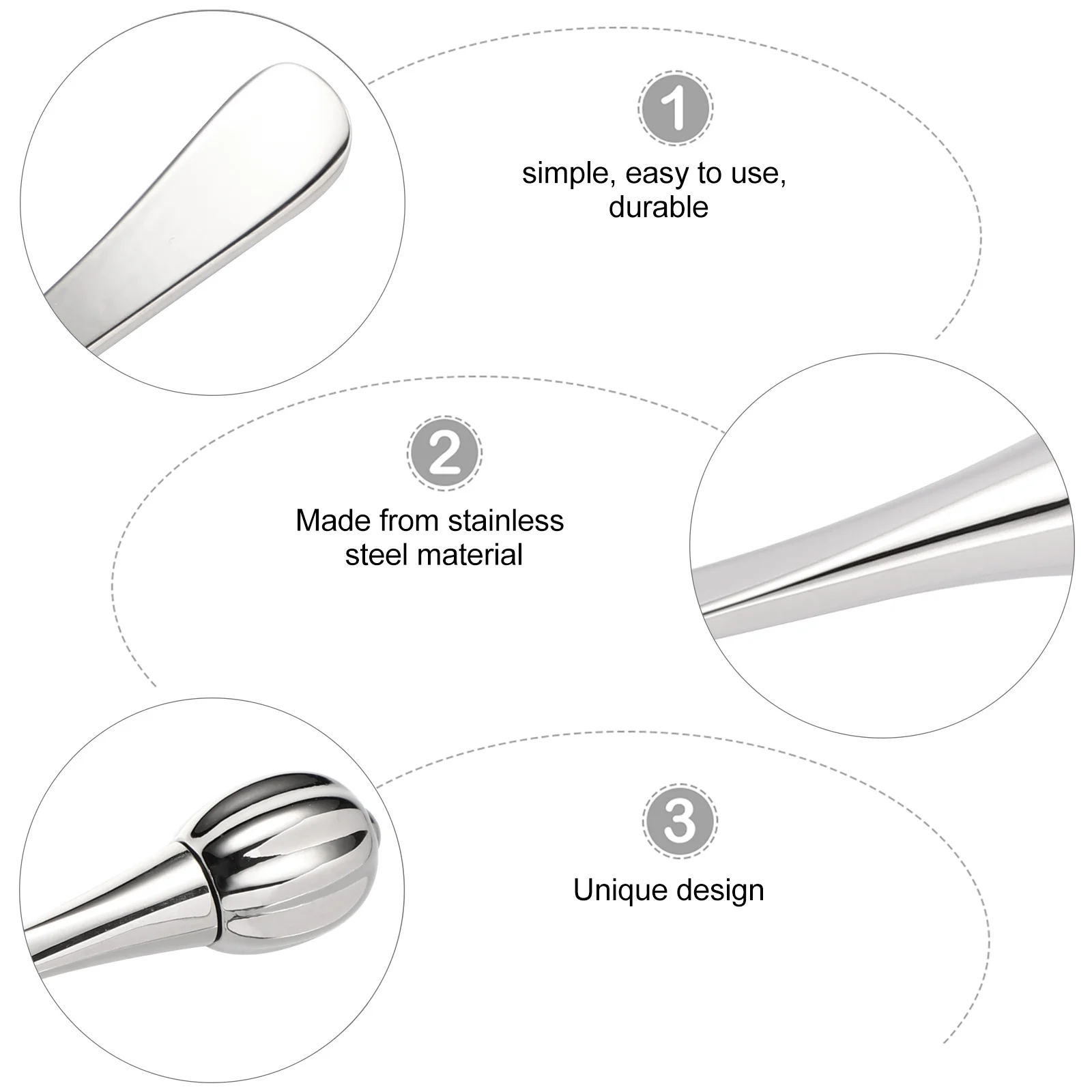 

3pcs Stainless Steel Eye Cream Spoon Dual-End Beauty Massage Stick Portable Makeup Tool For Facial Essence Bar Metal Mask Scoop