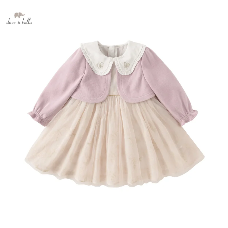 Dave Bella Princess Dress for Girls Children Baby 2024 New Spring Charm Sweet Gentle Lovely Mesh Fashion Party Outdoor DB1248414