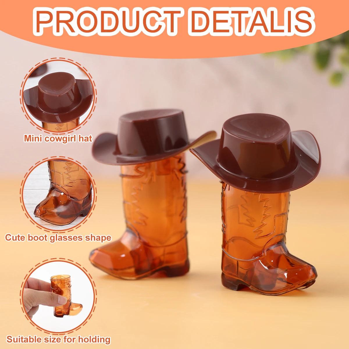 3284 30 Pcs Mini Neon Cowgirl Hat Western Cowboy Boot Shot Glasses Cute Tiny S1a83f17d532247e9881bb896e0177  main image 4