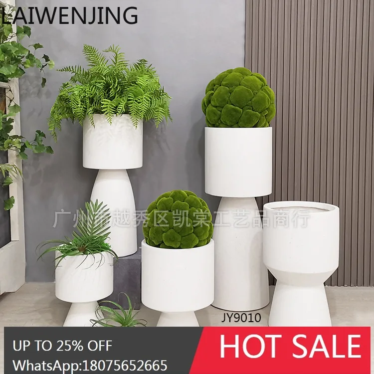 

MJY Floor-Standing Fiberglass Vase Dining Table Green Plant Floral Art Display Decoration