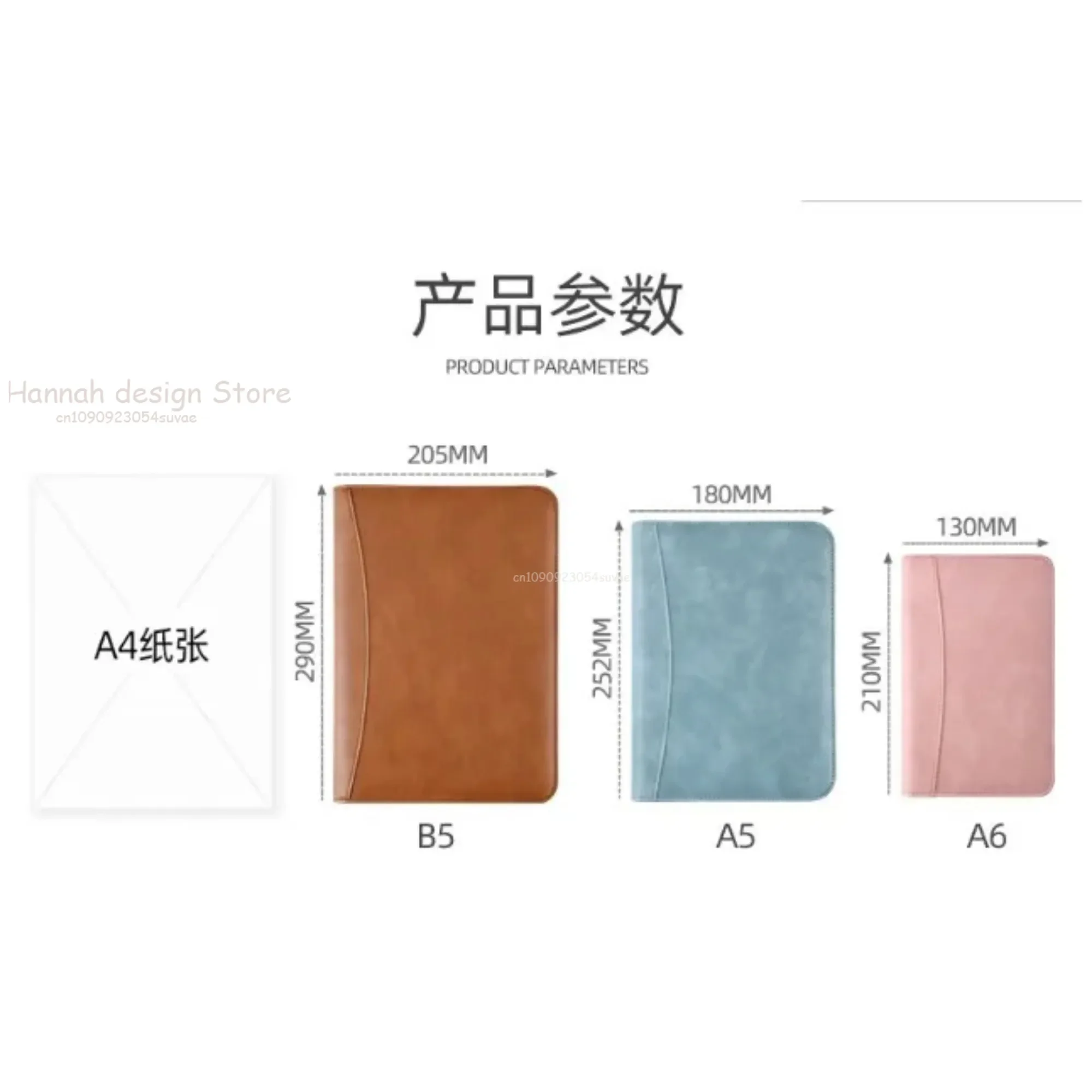 A5 Business Ring Binder Card Slots Travel With Calculator PU Leather Cover Loose Leaf Zipper Notebook Multifunctional