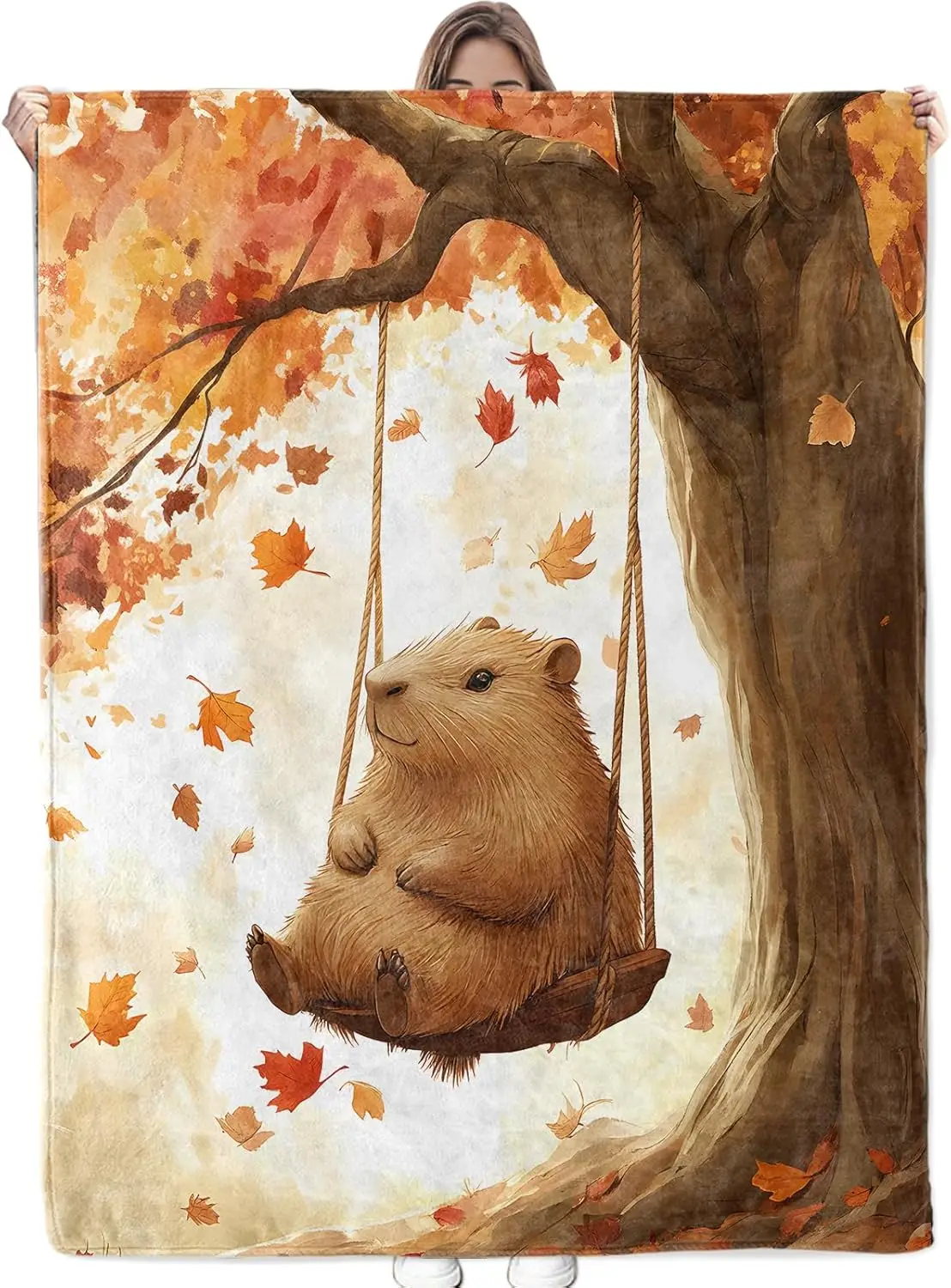 

Очаровательное одеяло с капибарой, мягкое уютное фланелевое одеяло, теплое, легкое осеннее одеяло с капибарами для путешествий