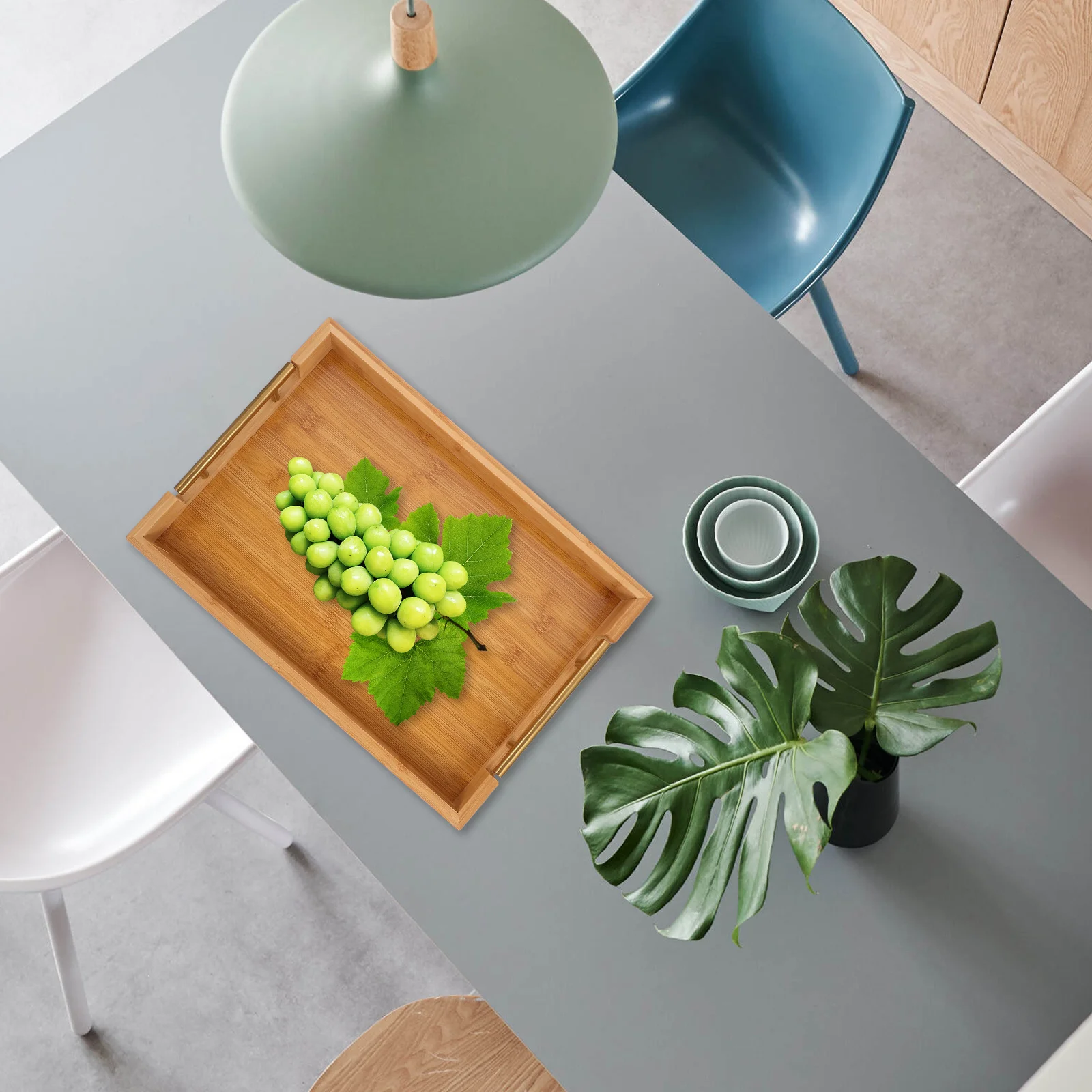 

Бамбуковый поднос для чая, прямоугольная сервировочная тарелка в деревенском стиле для столовой, настольная чашка для воды, чайный сервировочный поднос, декоративный