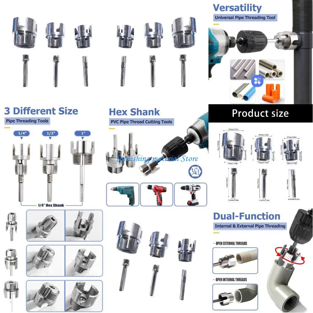 

Y5GD Water Pipe Tappings Tool Pipe Inner Hole Opener Pipe Water Pipe Hole Opener PVC Internal Thread Openers