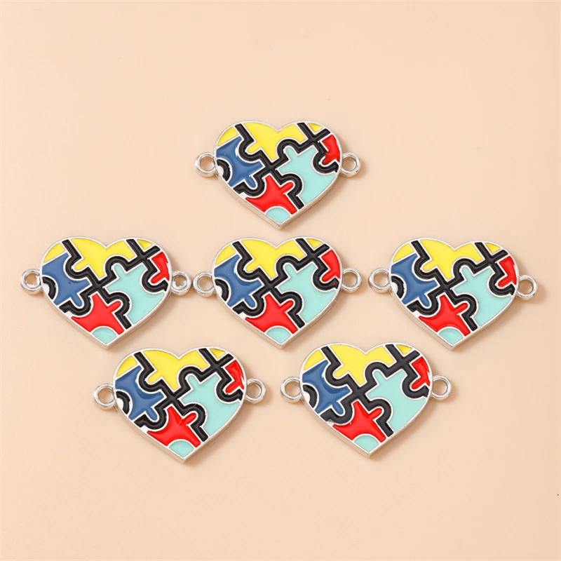 20 Stück 28x19mm Niedliche Emaille-Herzanhänger Verbinder für Schmuckherstellung DIY Armbänder Halsketten Handgemachtes Kunsthandwerk Zubehör – Detail 5