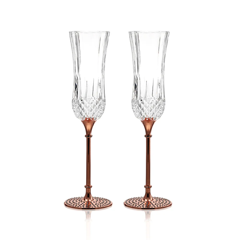 2Pcs 165Ml Ultra-Thin Crystal Cocktail Champagne Collection Level Handmade Red Wine Glass Glass Flute Glass With Color Box