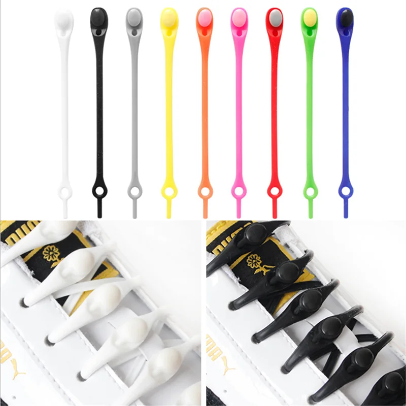 Silicone Shoelace Sneakers Laces Shoes Accessories Round Waterproof Elastic Shoelaces No Tie Lazy Shoe laces no laces