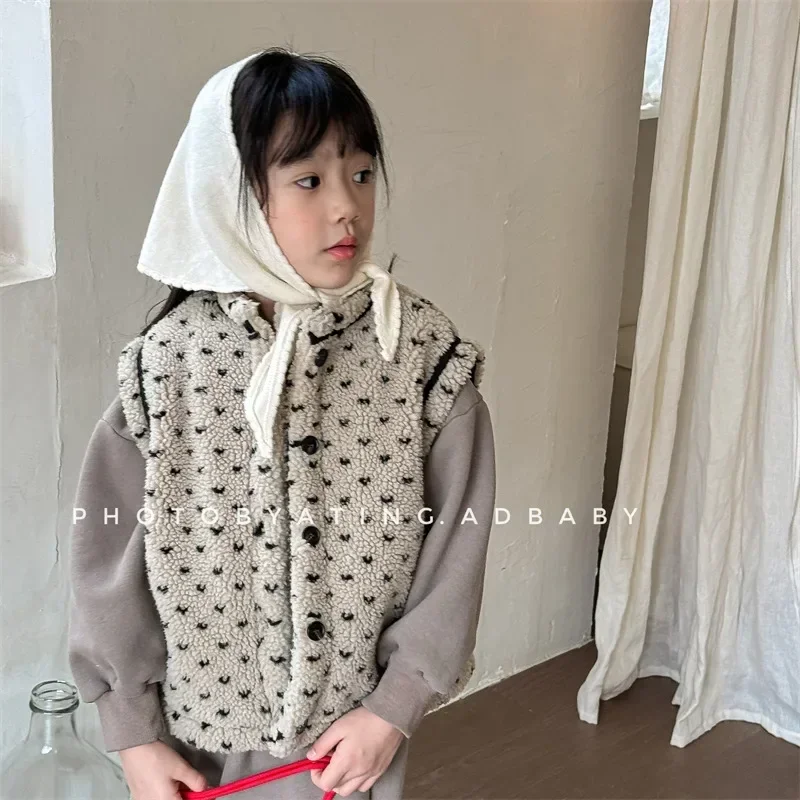 Girl Winter Clothes Autumn Kids Clothes Thickened Lambskin Vest Winter Coat Fur Vest