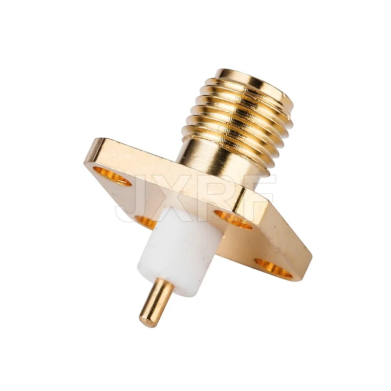 50PCS SMA Female Center Solder 4 Hole Flange Square Chassis Panel Mount Coaxial RF Connector Socket Adapter