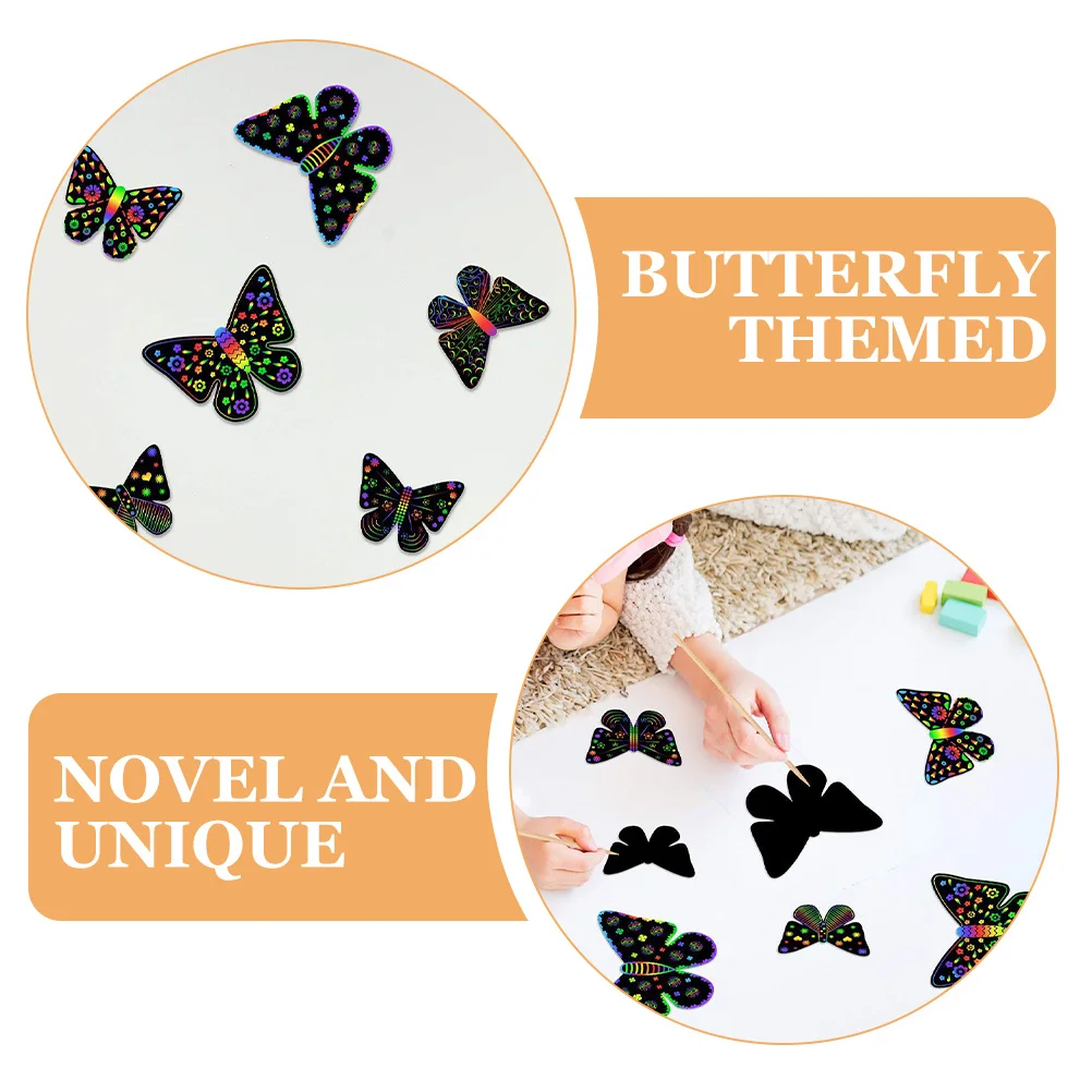 1 مجموعة فراشة على شكل خدش اللوحة ورقة الإبداعية DIY الحرفية لتنسيق اليد والعين مهرجان اللعب الطرف