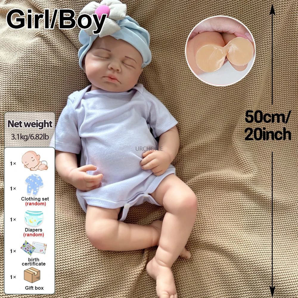 20 inch ambachtelijk gemaakt siliconen herboren babymeisje/jongen Loulou flexibel wasbaar levensechte details voor poppenliefhebbers geschenken kinderen speelgoed