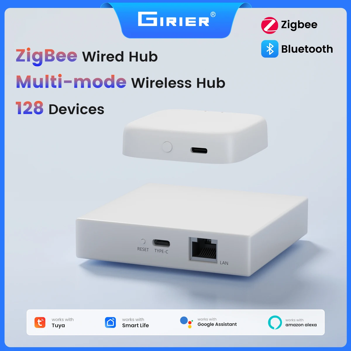 GIRIER Tuya Smart ZigBee 3.0 Wired/Wireless Gatway Hub Multi-mode Bridge for Home Mesh Networking Automation System Works Alexa