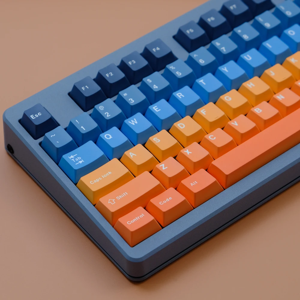 147 Keys Blue Orange Gradient Keycaps Cherry Profile PBT Dye Sublimation Keycap For MX Mechanical Keyboard Alice 66 6.25U 7U ISO