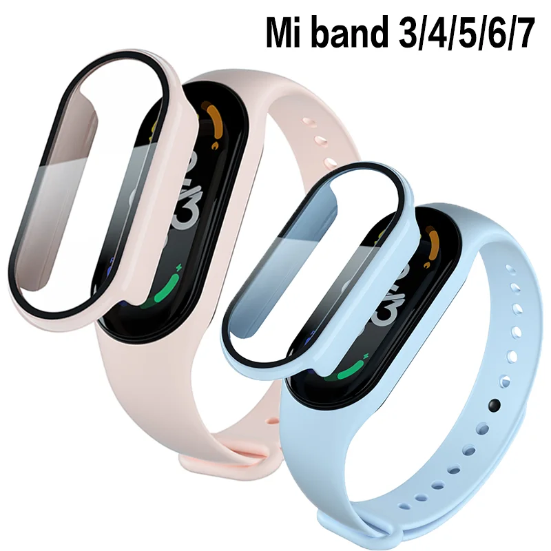 Case for Xiaomi Mi Band 7 6 Accessories Screen Protector Case+glass PC Full Coverage Protective shell miband Mi band 5 4 3 Cover