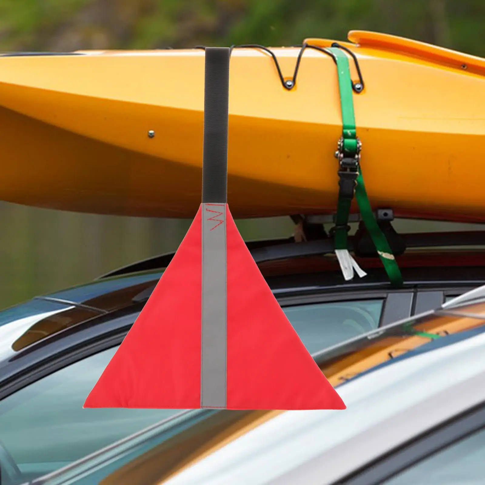 

Oxford Cloth Kayaking Flag Red Warning Flag for Safe Travel Accessories with Reflective Strip