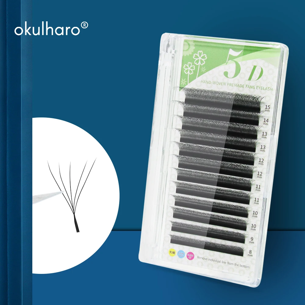 OKULHARO Automatic Flowering W Shape Bloom 5D Premade Fans Eyelashes Extensions Natural Individual Lash Extension Supplies