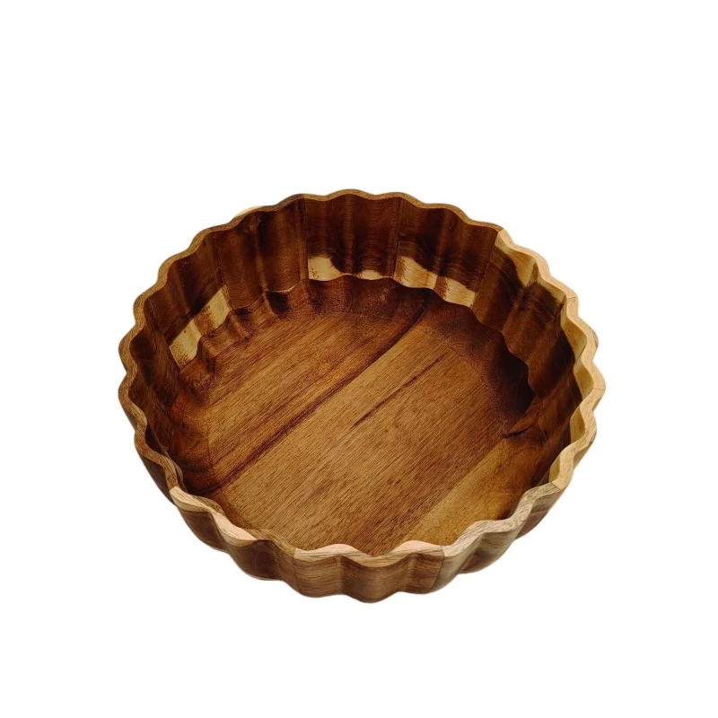 

Environmentally friendly solid acacia wood flower-shaped carving tray, holiday fruit plate