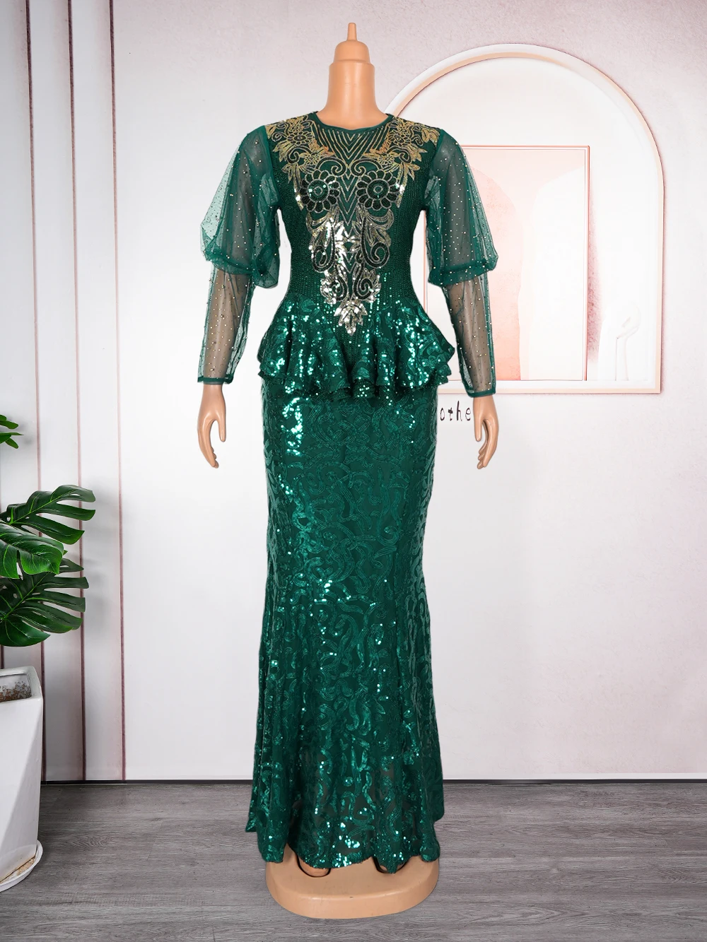 MD حجم كبير فساتين الحفلات الأفريقية للنساء 2025 موضة Dashiki أنقرة الترتر فساتين الزفاف أنيقة فستان ماكسي مسلم وتتسابق #3