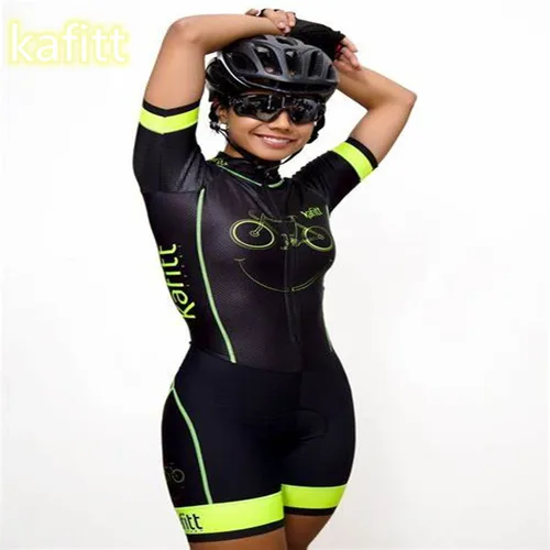 Imagen 2 del producto KAFITT verano mujer elección occidental de manga corta de una sola pieza pequeño mono conjunto de traje de ciclismo para competición de ciclismo GEL20D