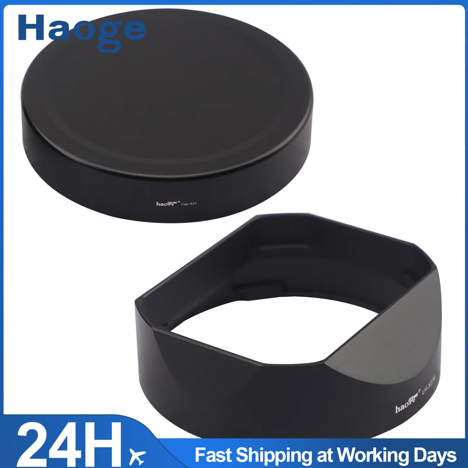 Haoge LH-X23B kwadratowa dedykowana metalowa osłona przeciwsłoneczna z metalowa nakrętka do Fujifilm Fuji Fujinon XF 23mm F1.4 R,XF 56mm F1.2 R obiektyw