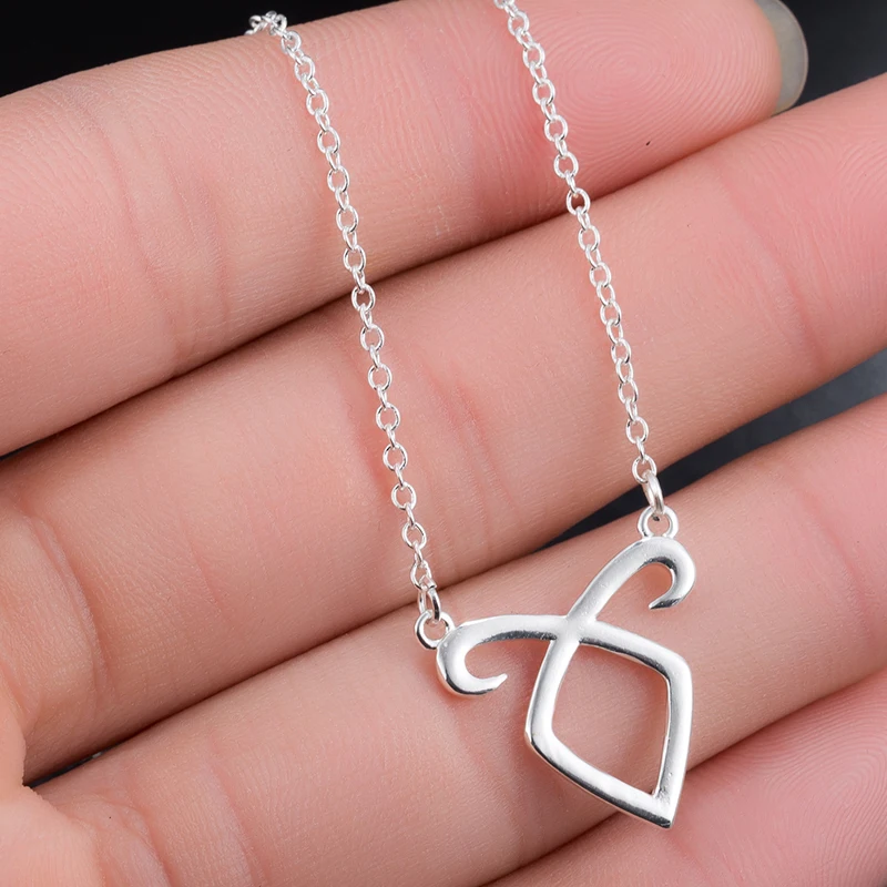 The Mortal Instruments City Of Bones Necklace Angelic Power Rune Shadowhunters Silver Color Symbol Pendant Jewelry Men Wholesale view 2