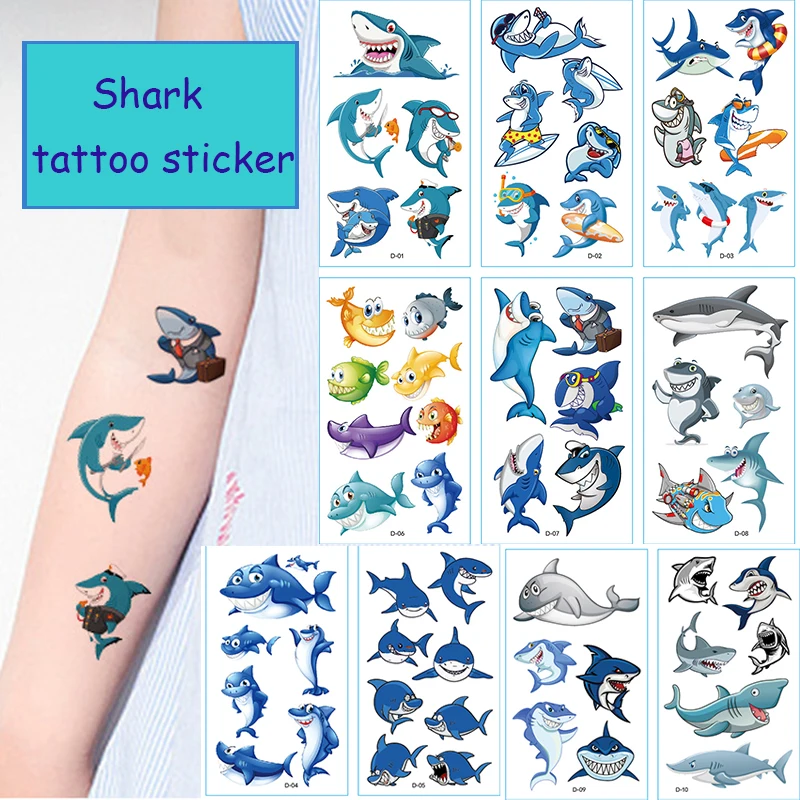 

Shark Tattoo Stickers Cute Animal Party Cartoon Children's Arm Anti Tattoo Stickers