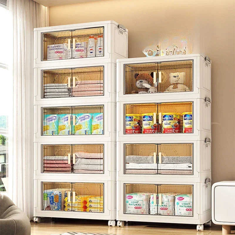 

Foldable Storage Boxes - 5 Layers Nordic Installation-Free Home Organization Bins, Movable Plastic Clothing Storage