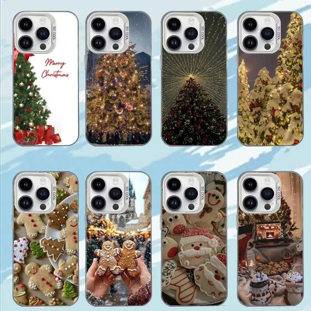 

2025 Warm C-Christmas Style Phone Case For iPhone 17,16,15,14,13,12,11,Mini,Pro,E,MAX White Matte Shockproof Cover