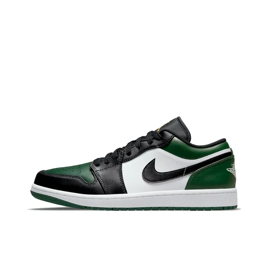 Jordan Air Jordan 1 black and white green Non-slip lightweight wear-resistant low-top retro casual board shoes