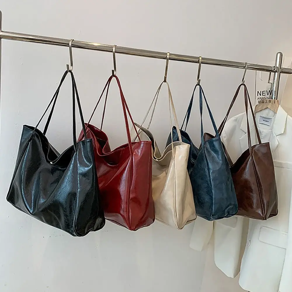 Vintage Große Kapazität Tragetasche PU Allround Schultertasche Einkaufstasche für Damen – Detail 3