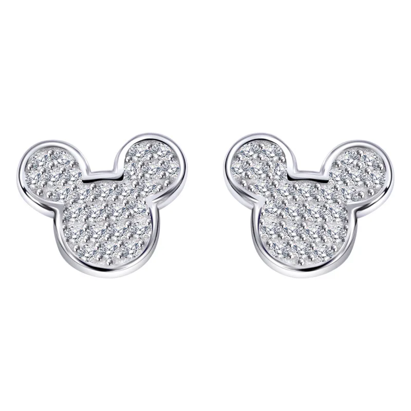 Disney Mickey Mouse S925 Sterling Silver Needle Simple High Quality Korean Earrings Female Jewelry Fashion Accessorie Gift