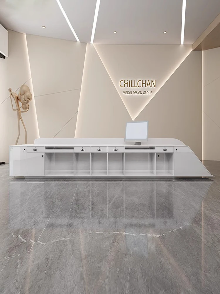 Custom Modern Curved Reception Desk for Beauty Salon Hairdressing Furniture Reception Counter Front Desk Custom Showcases