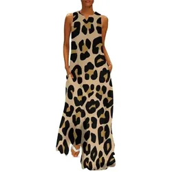 Cheetah Brown Print Women Dress Summer Leopard Graphic Korean Fashion Bohemia Beach Long Dresses Ladies Cute Maxi Dress Robe
