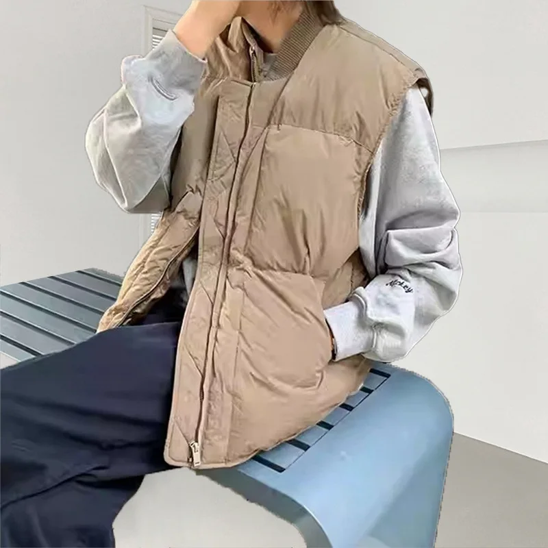 Women Duck Down Vest Sleeveless Short Puffer Jacket Quality Winter Waistcoat  roupas femininas casacos e jaquetas de frio JK-174