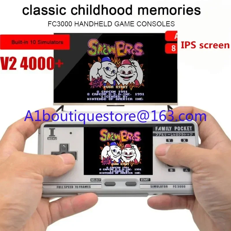 FC3000 V2 3.0 Inch IPS Screen Classic Handheld Gaming Console Built in 4000+ Games 10 Simulator Children Video Game Console