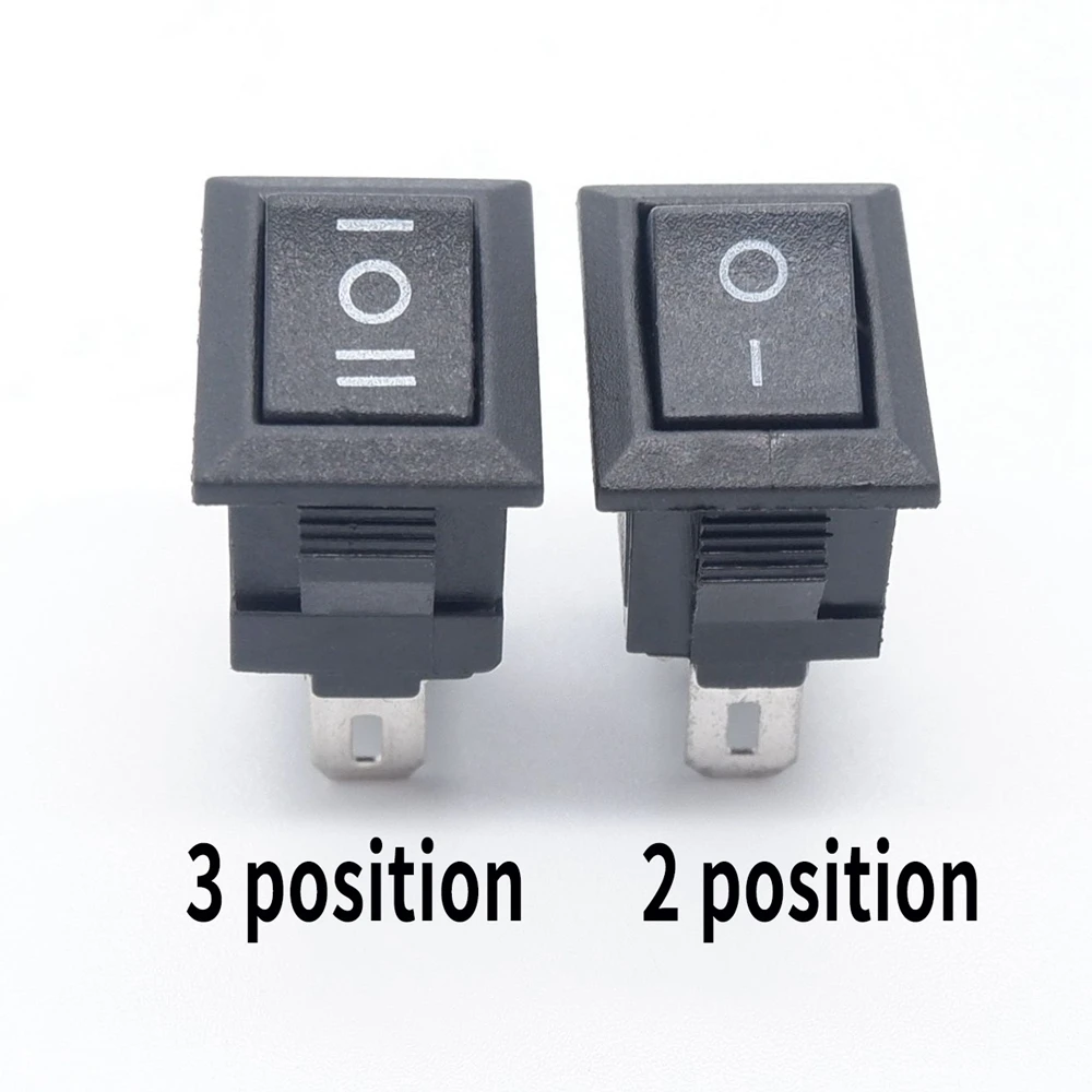 10pcs Push Button Switch 10x15mm KCD11 Recessed ON/OFF Power Rocker Switch Plastic 2/3 Pin 3A 250V AC 6A 125V AC Black Red White