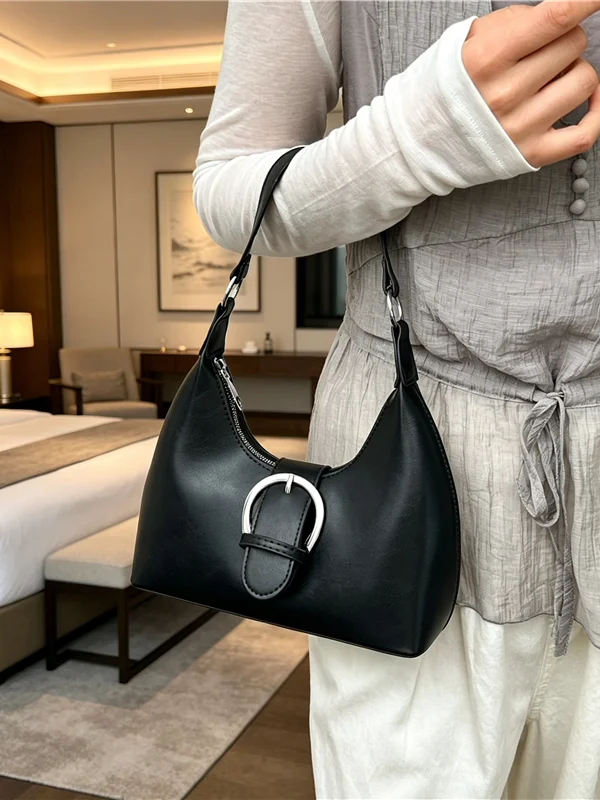 Elegant Retro Underarm Bag for Women Commuter Shoulder Bag Fashionable Versatile Quality Leather Handbag Casual Simple Style