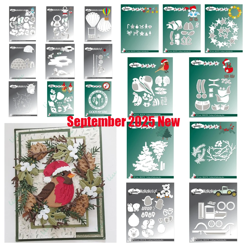 

2025 September New Christmas Robin Seal and Ice Floe Balloon Metal Cutting Dies for DIY Scrapbooking Handmade Photo Album Diary