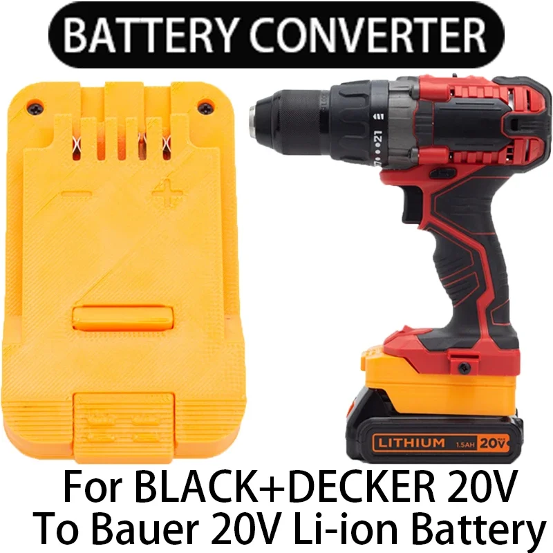 

Battery Adapter/Converter for Bauer 20V Li-ion tools converts to BLACK&DECKER 20V Li-ion battery adapter power tool accessories