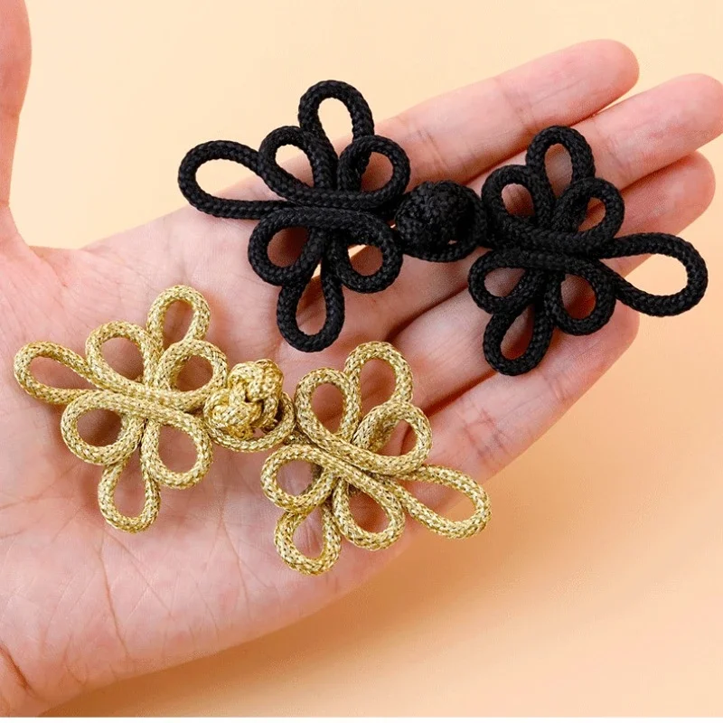 6 Pcs Gold Wire Chinese Cheongsam Button Dragonfly Knot Fastener Closures